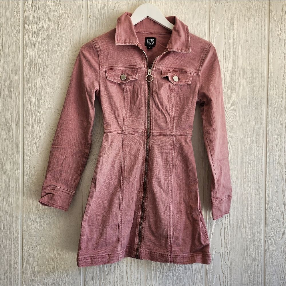 BDG Pink Denim‎ Full Zip Up Dress